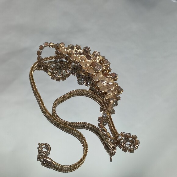 Vintage HOBE' rhinestone cluster choker necklace Signed - Picture 9 of 11